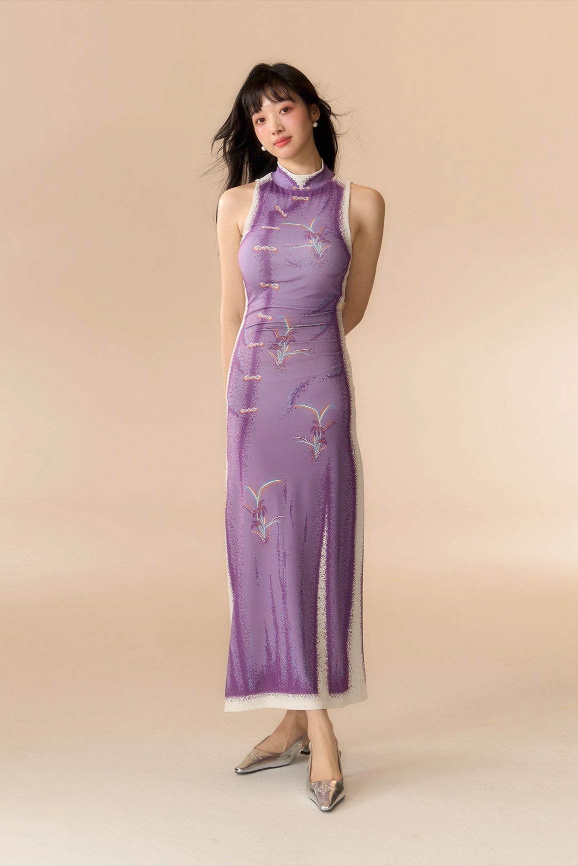 'Indigo Orchid' Qipao Dress