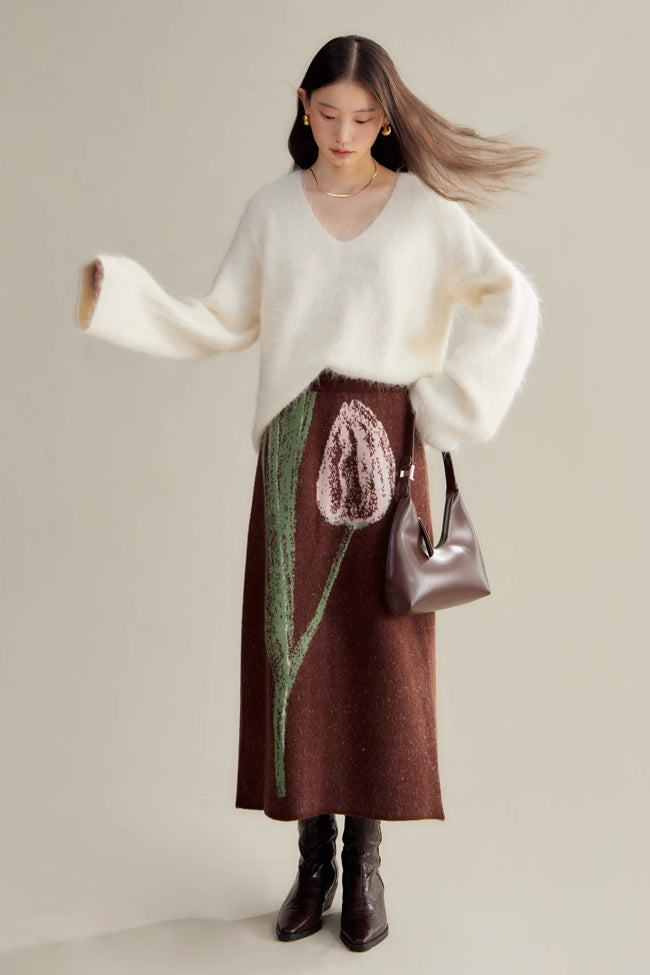 'Pink & Brown Tulip' Skirt