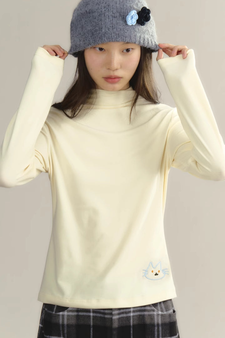 'Flower Heart Kitten' Long-Sleeve Top