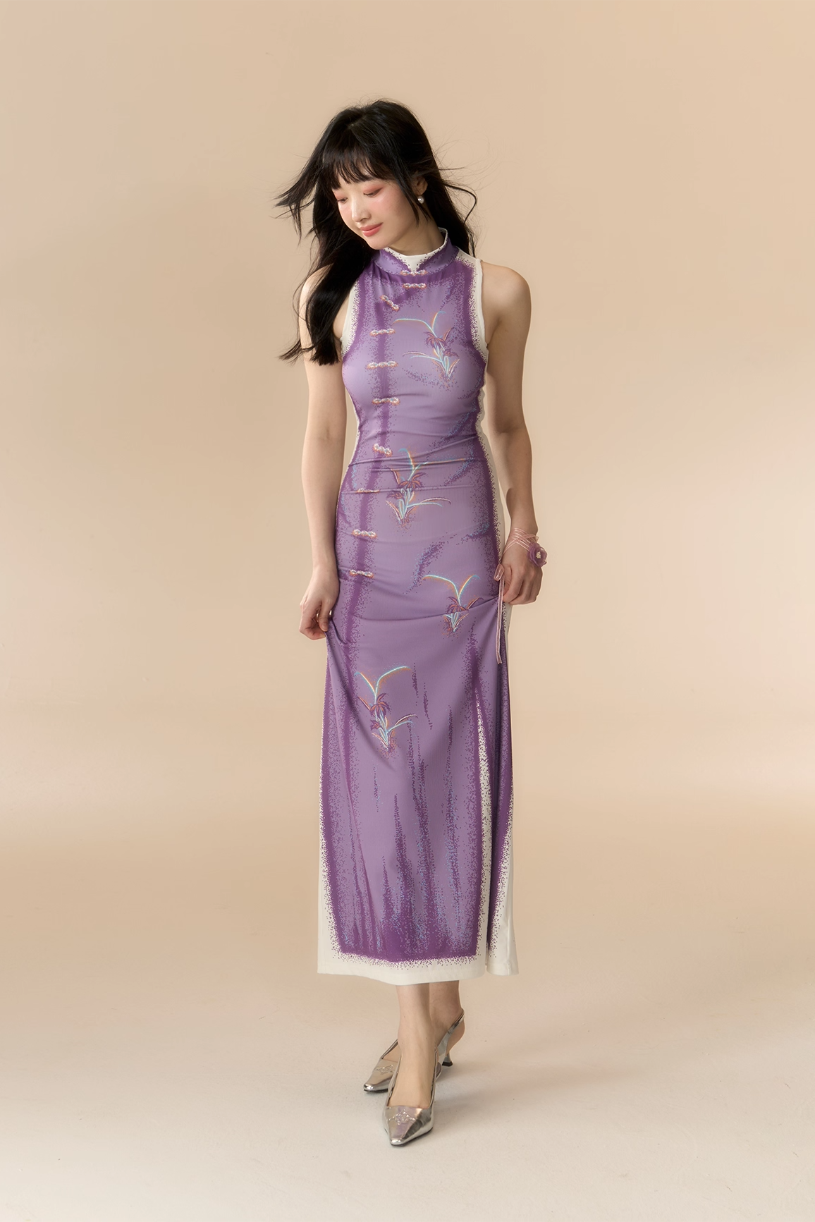 'Indigo Orchid' Qipao Dress