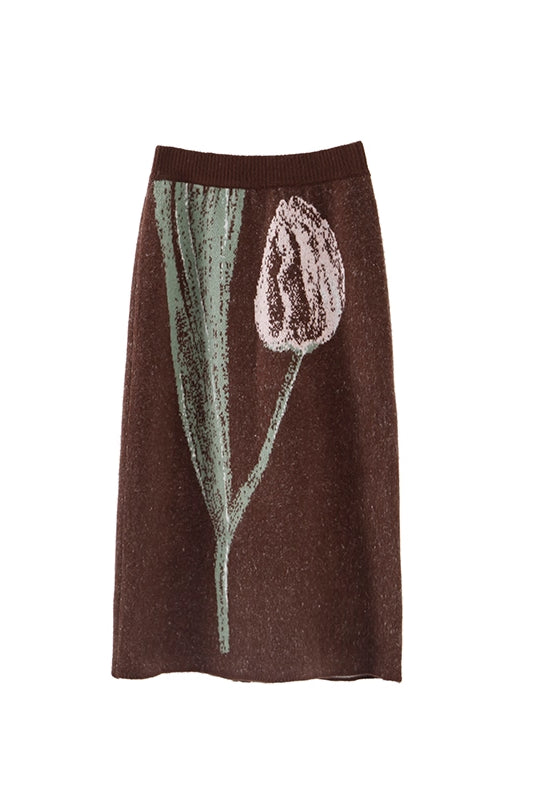 'Pink & Brown Tulip' Skirt
