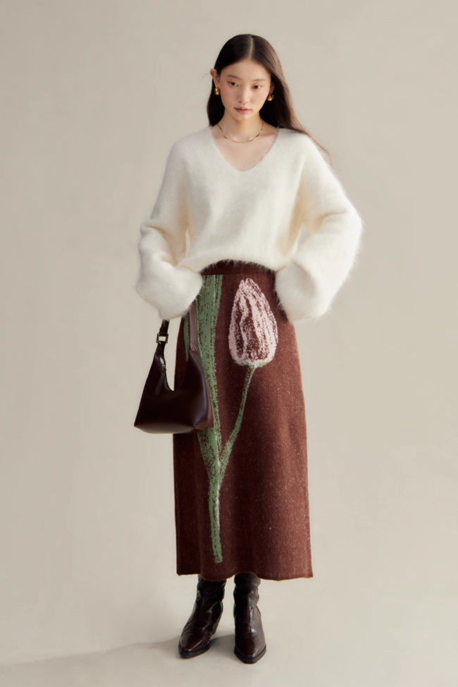 'Pink & Brown Tulip' Skirt