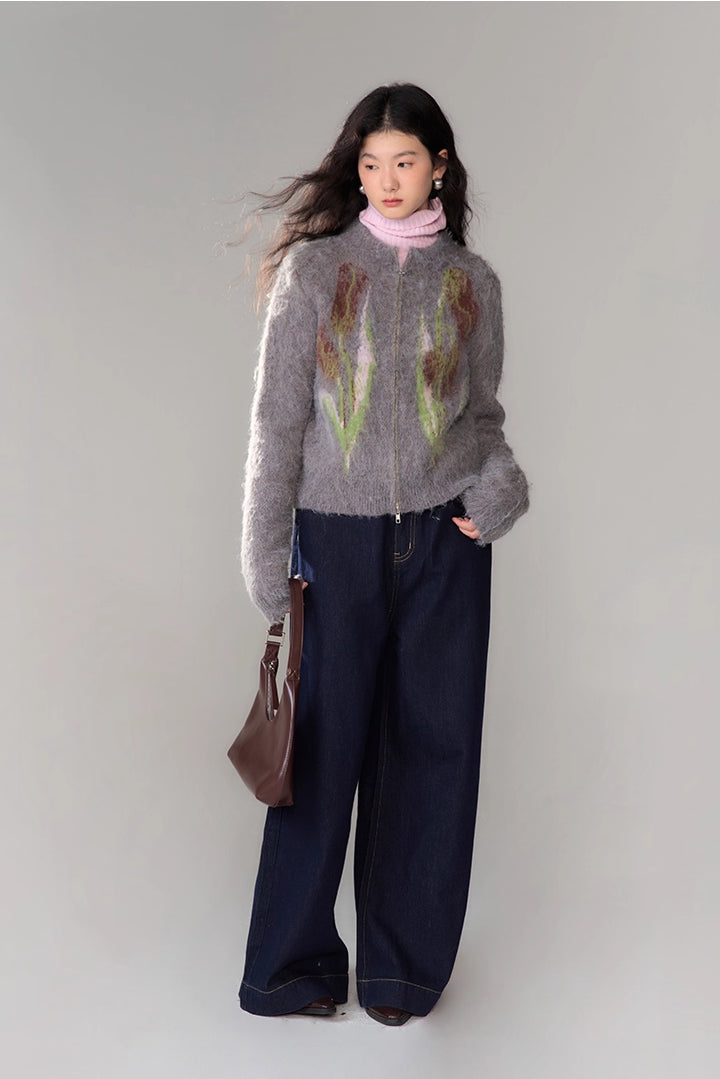 'Tundra Tulip' Zip Cardigan