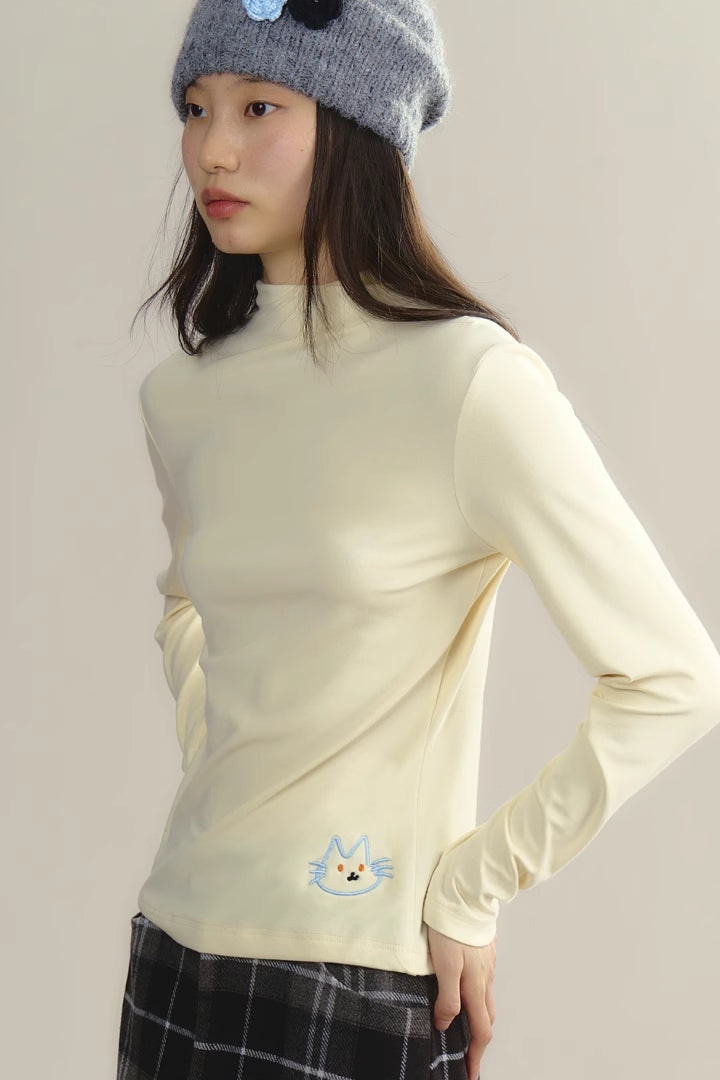 'Flower Heart Kitten' Long-Sleeve Top