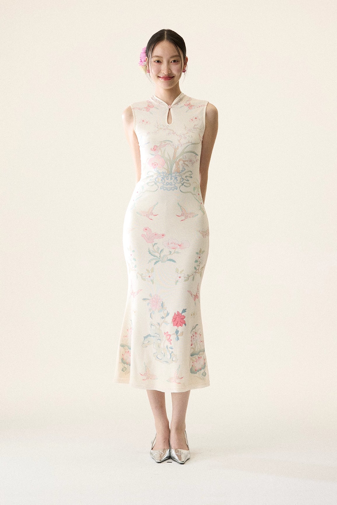 'Moon-Glazed Peony' Qipao Dress