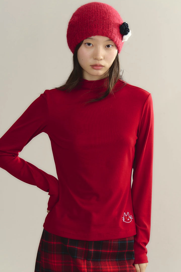 'Flower Heart Kitten' Long-Sleeve Top
