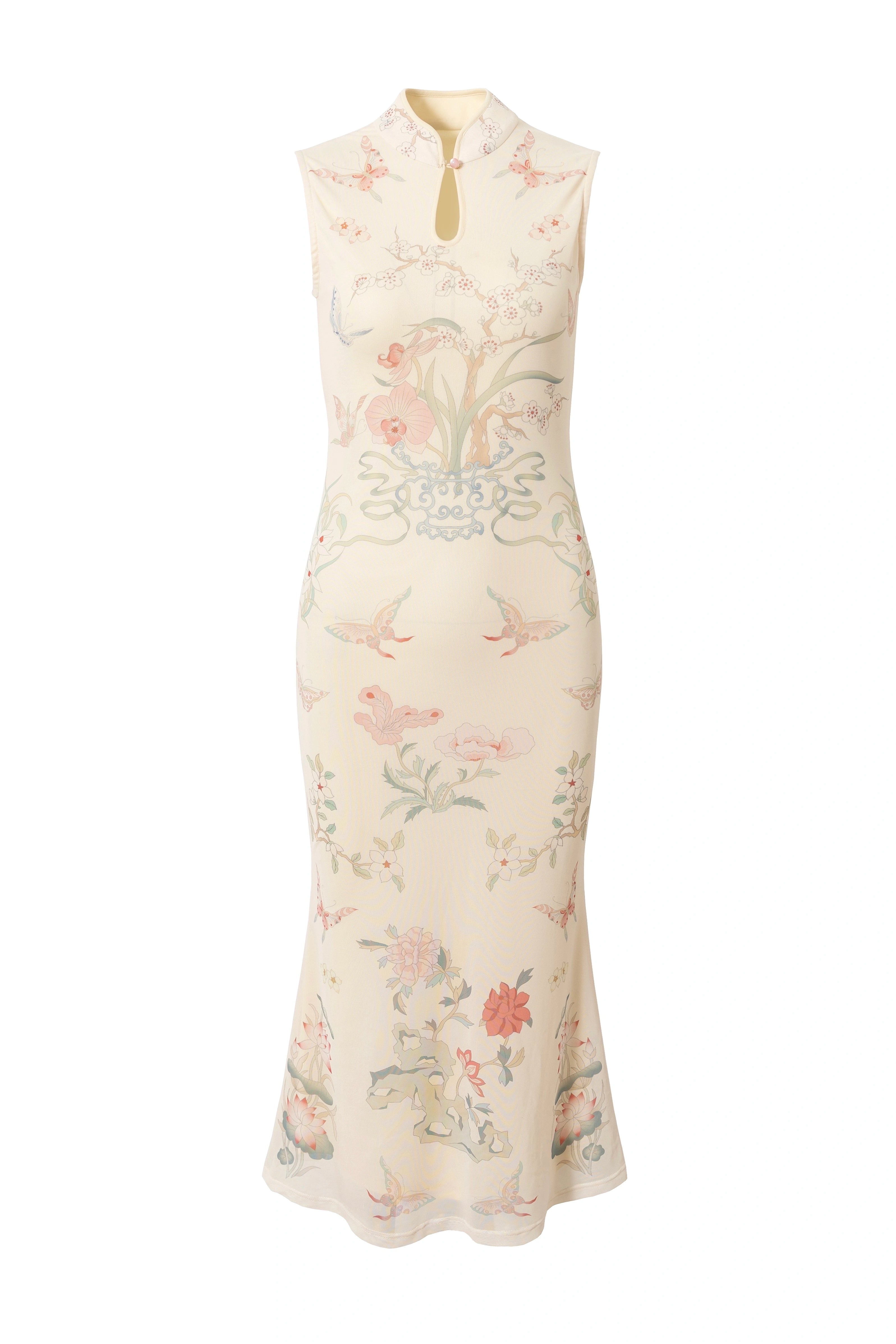 'Moon-Glazed Peony' Qipao Dress