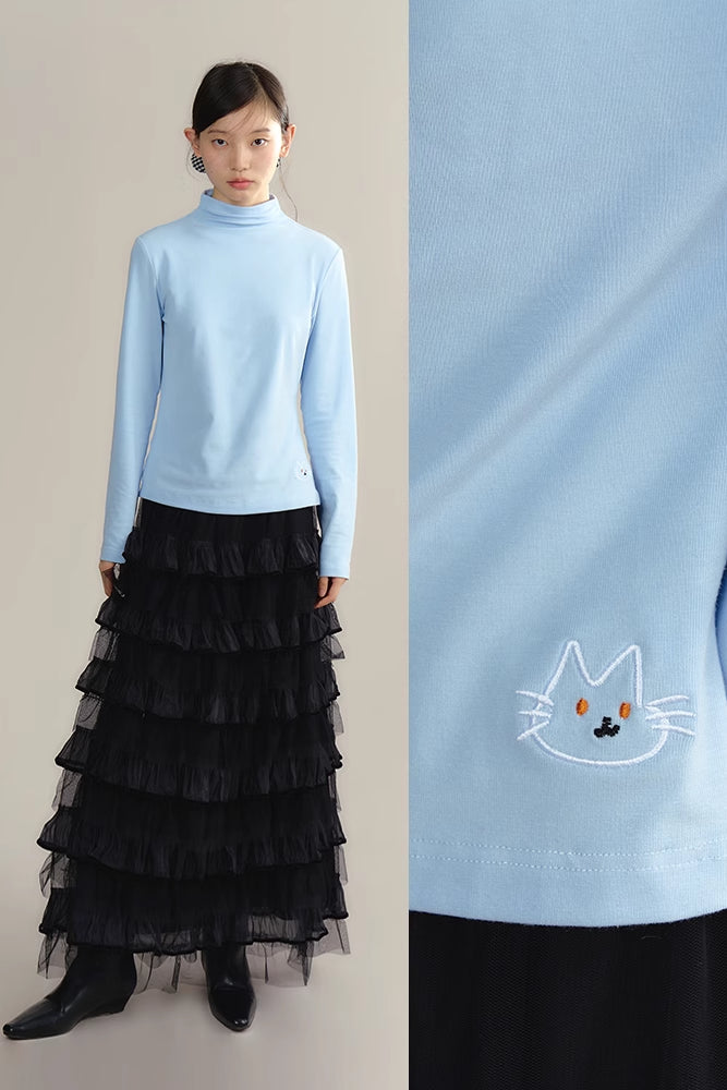 'Flower Heart Kitten' Long-Sleeve Top