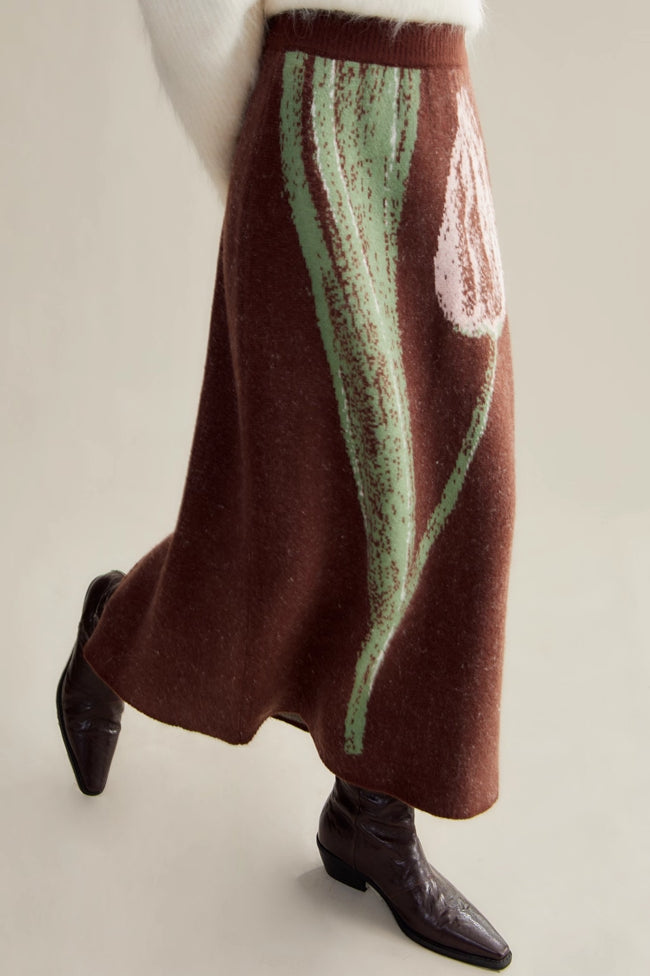 'Pink & Brown Tulip' Skirt