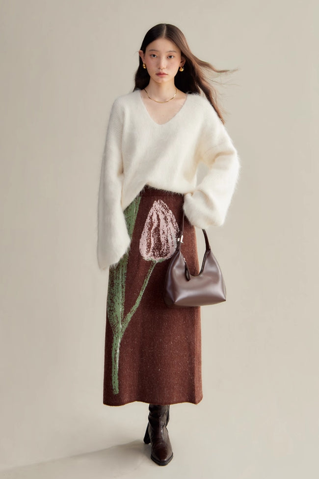 'Pink & Brown Tulip' Skirt