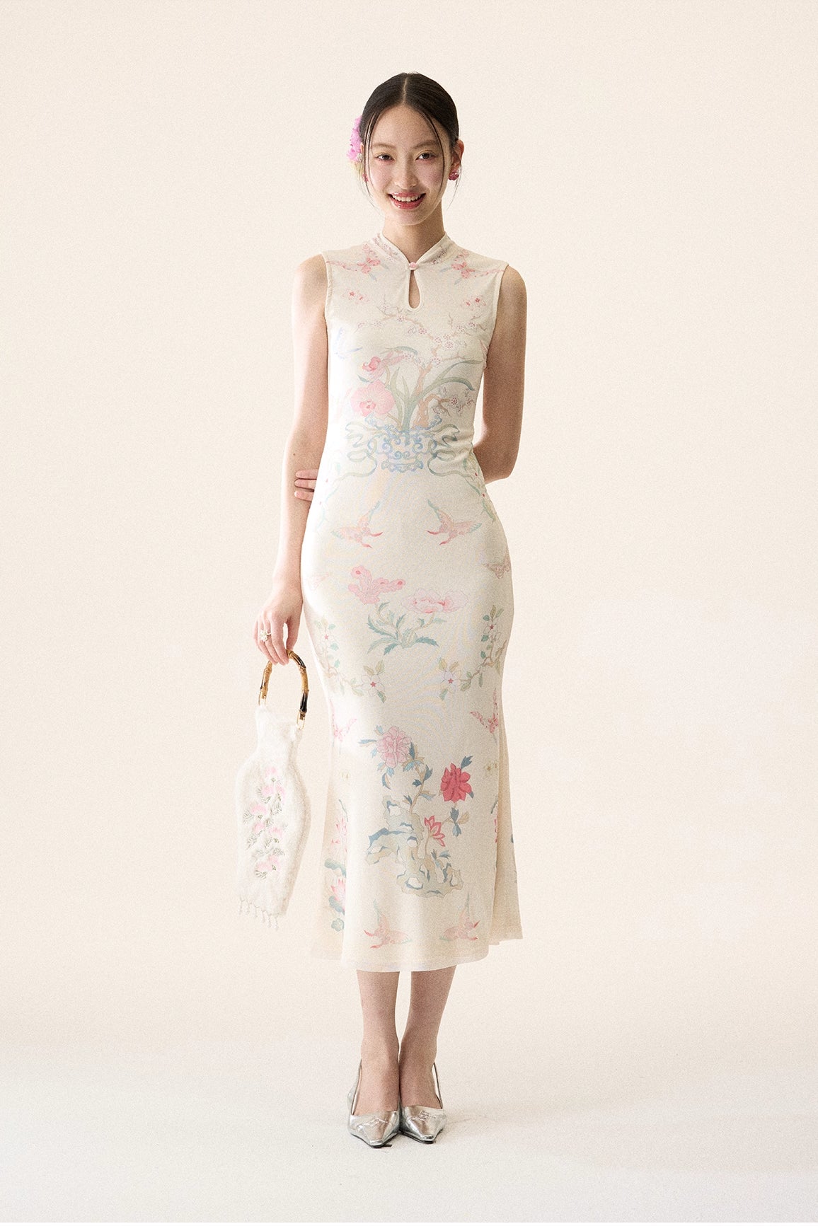 'Moon-Glazed Peony' Qipao Dress