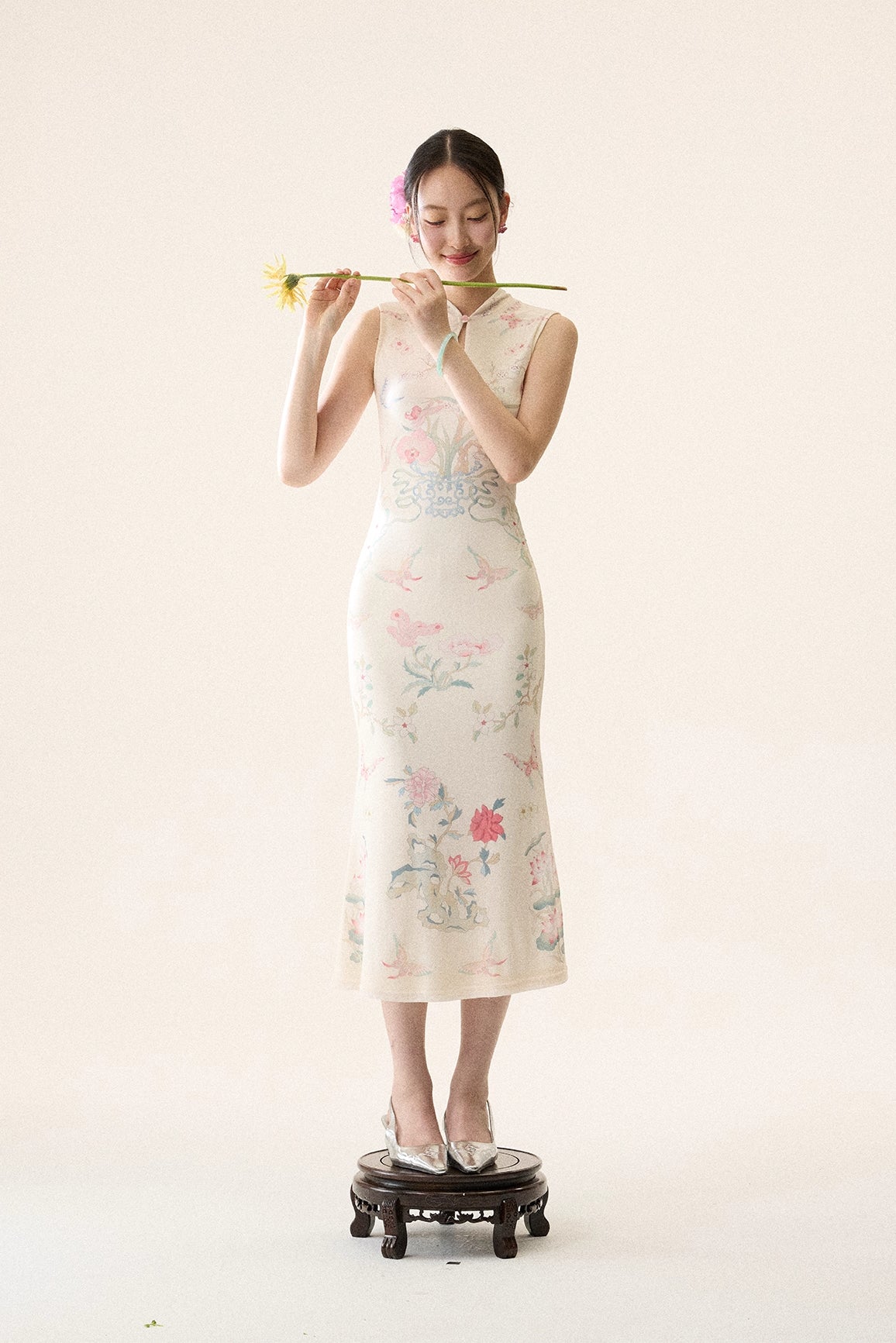 'Moon-Glazed Peony' Qipao Dress