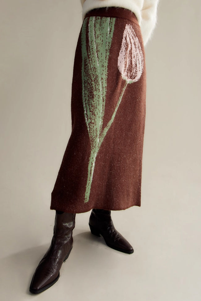 'Pink & Brown Tulip' Skirt