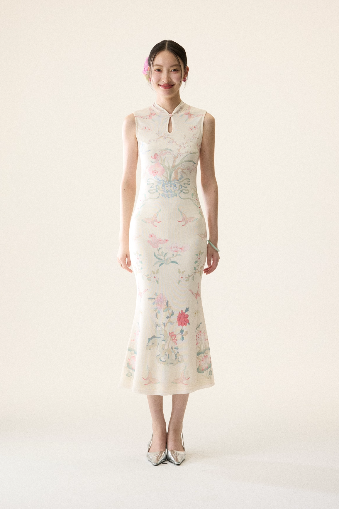 'Moon-Glazed Peony' Qipao Dress