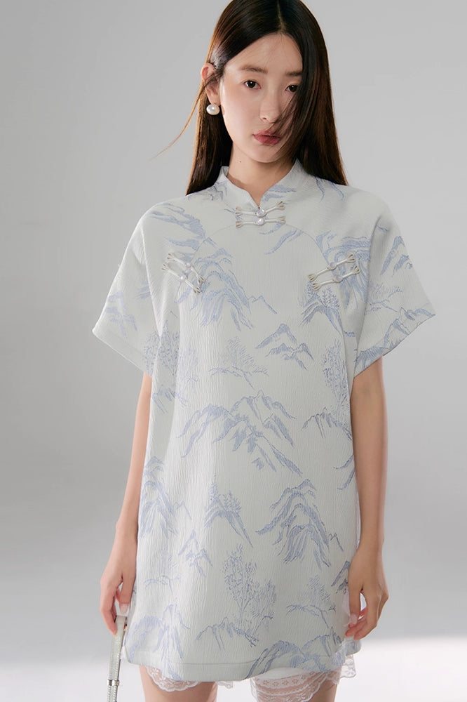 'Fresh Rain on an Empty Mountain' Short Dress